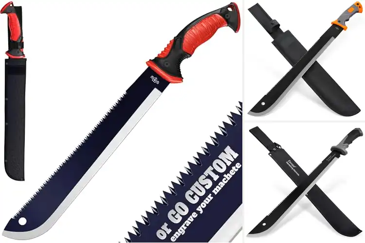 Detailed view of Best Bushcraft Machete With Serrated Back