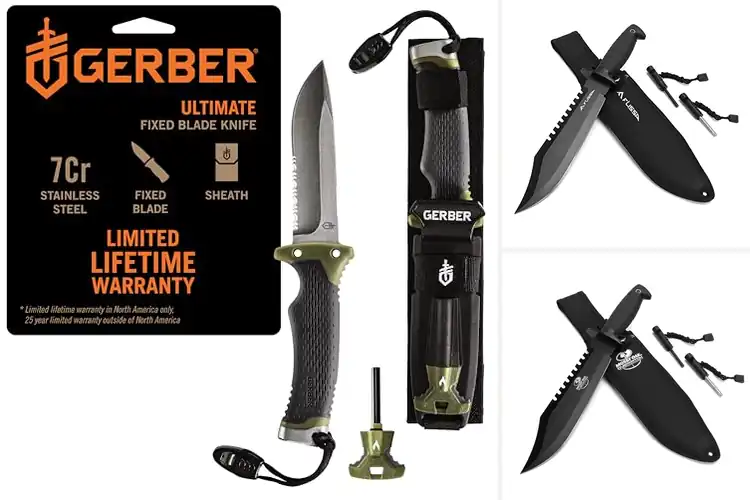 Detailed view of Best Survival Knife With Sheath And Stone